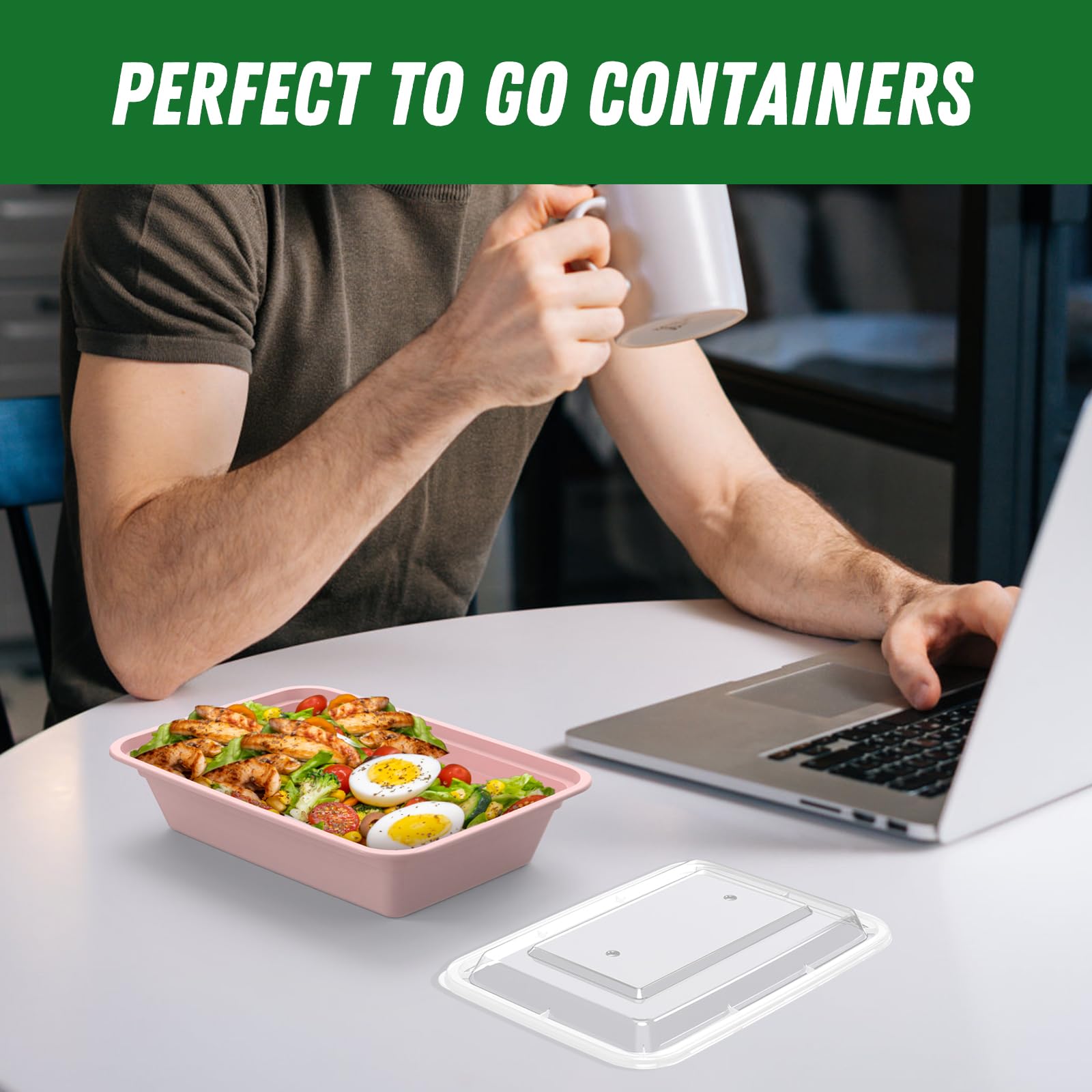 Dealusy paquete de 50 contenedores 32oz para planificación de comidas