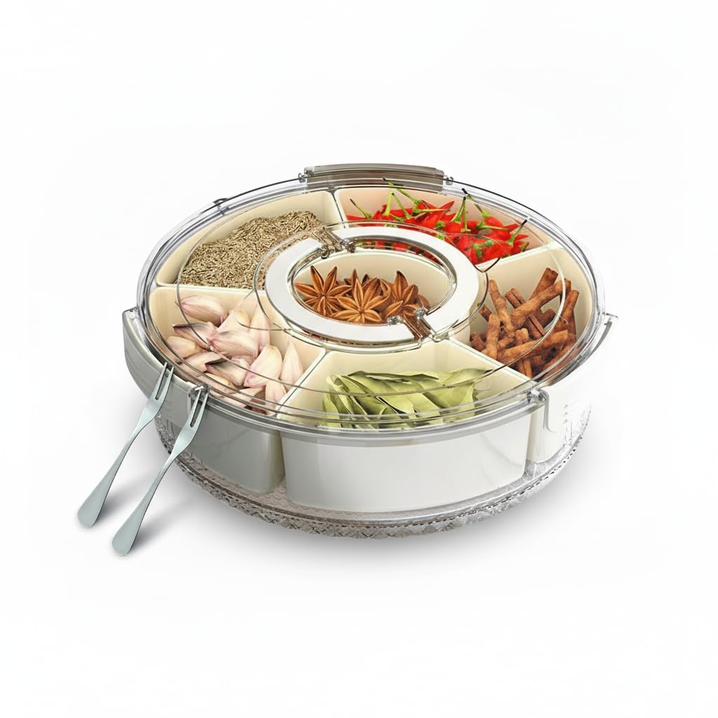 DeamZon bandeja rotatoria dividida de 10 pulgadas para porciones ordenadas.