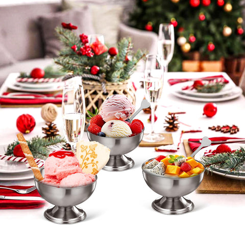 DEARMAMY helado-en-copa-acero, mantiene frío y estilo en la mesa.