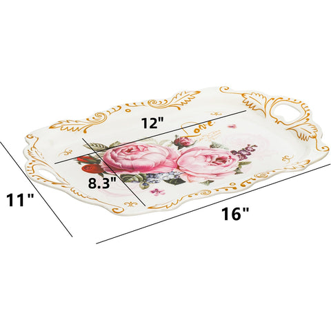 Bandeja rectangular DEAYOU 16x11 con asas, perfecta para comer en sala