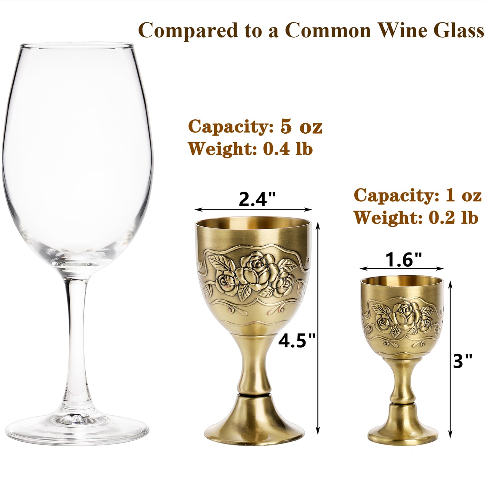 Caliz grande DEAYOU oro con rosetas; ideal para uso ceremonial y presentaciones elegantes.