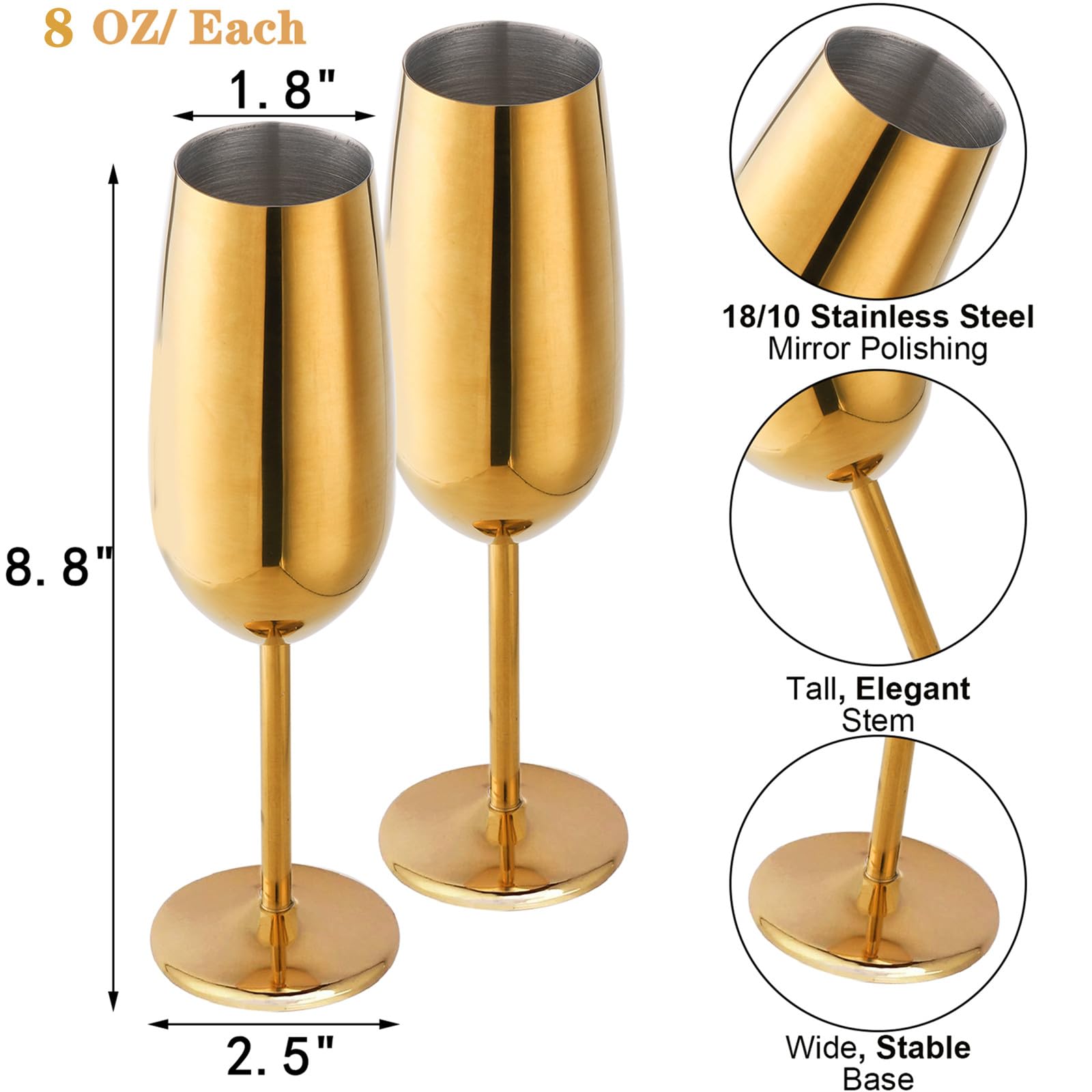 Acabado dorado DEAYOU, borde liso que evita arañazos al beber.