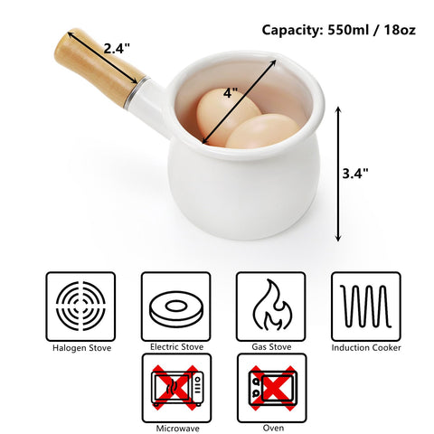 DEAYOU olla leche esmaltada interior muestra recubrimiento antiadherente para evitar que se pegue.
