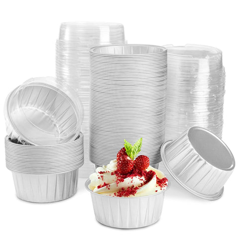 Ramequín de aluminio DEAYOU 5 oz con tapa para hornear y servir
