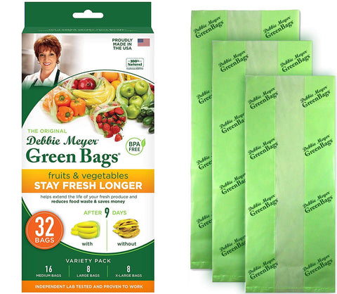Bolsas medianas Debbie Meyer GreenBags con cierre hermético para frescura.