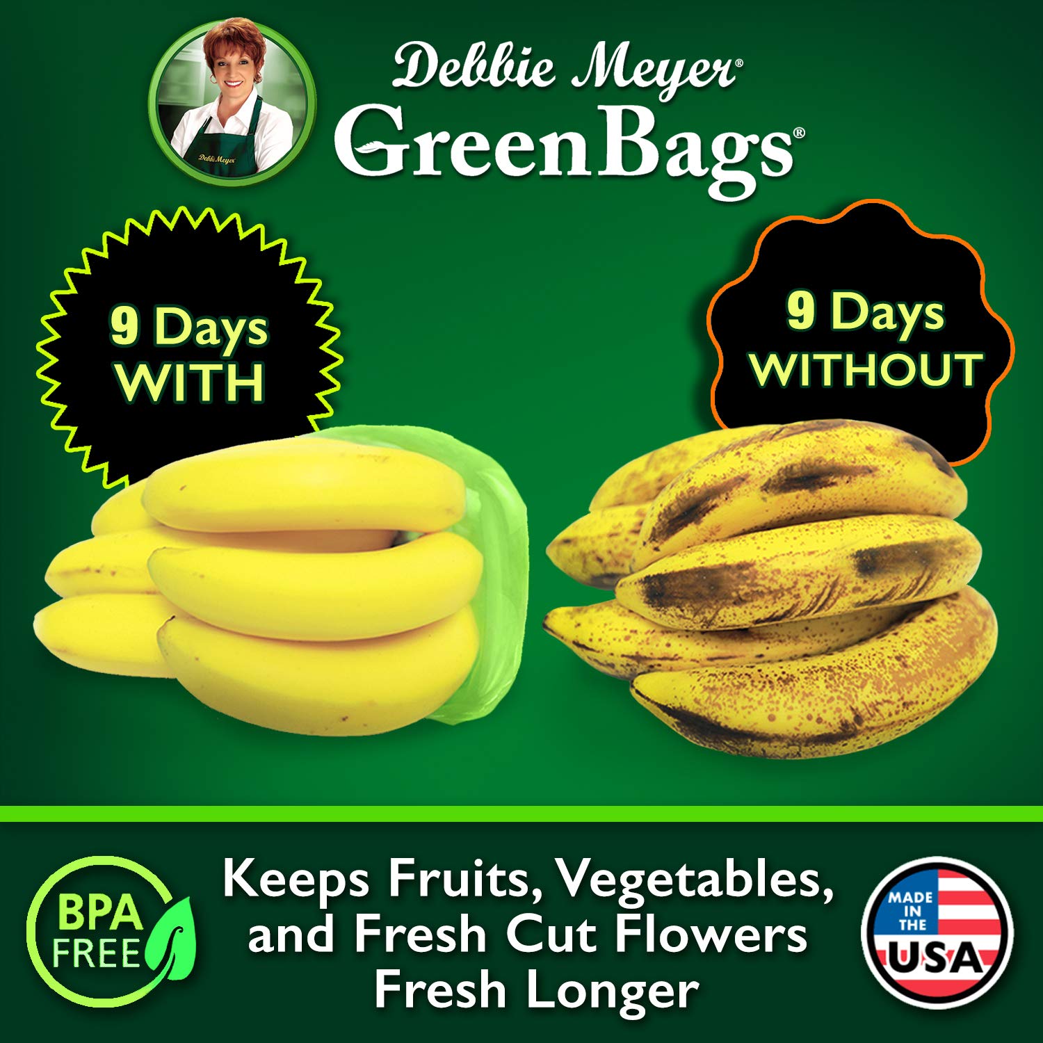 Organización de cocina con Debbie Meyer GreenBags para tentempiés y restos.