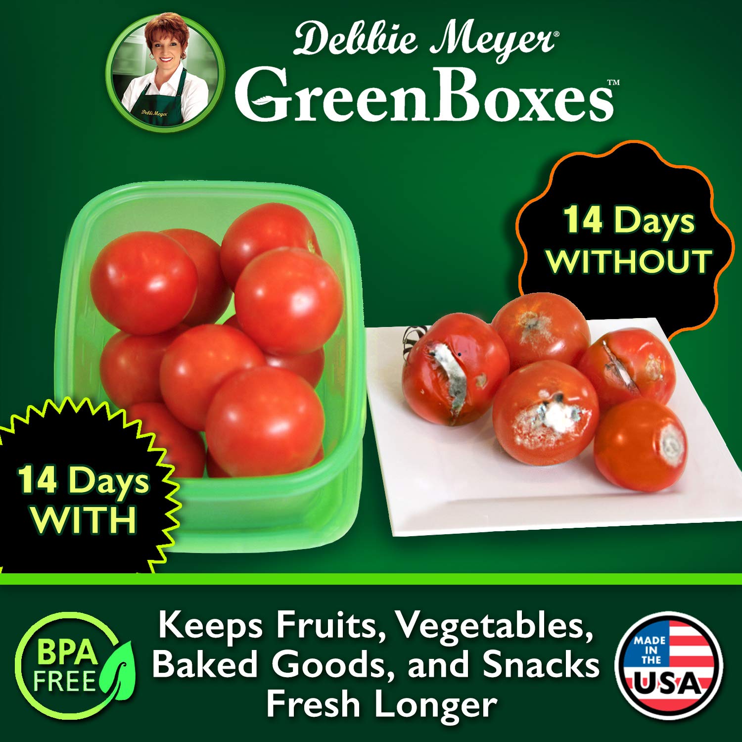 Debbie Meyer UltraLite GreenBox contenedor 64 oz para grandes compras o comidas.