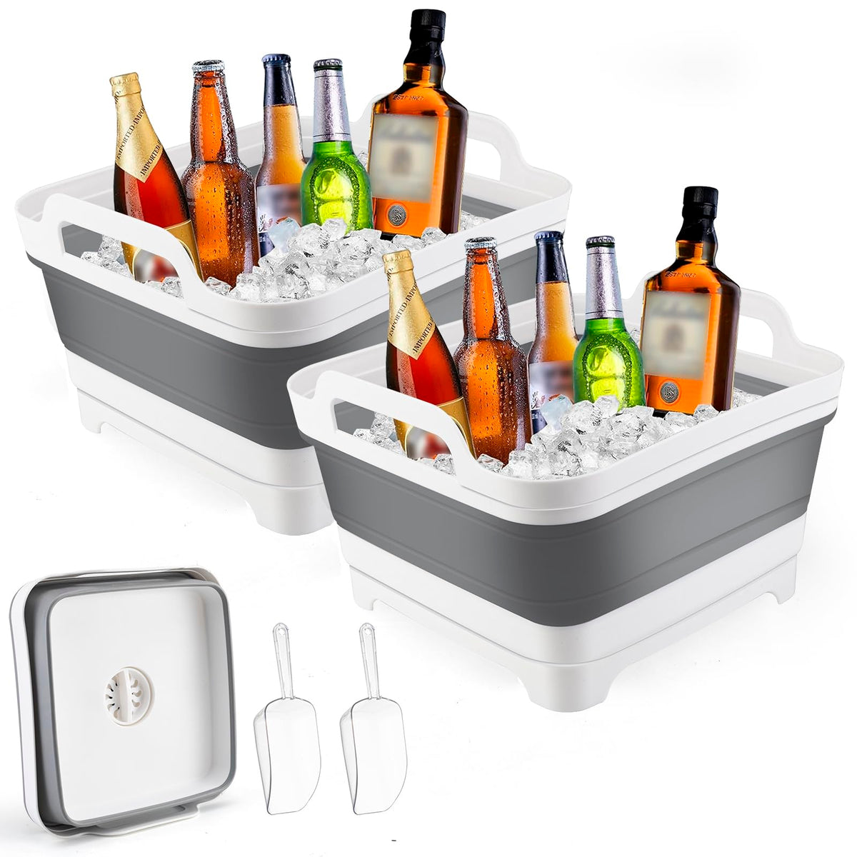 DEBECTY cubo hielo 8,5 L plegable, ideal para fiestas y almacenamiento práctico.