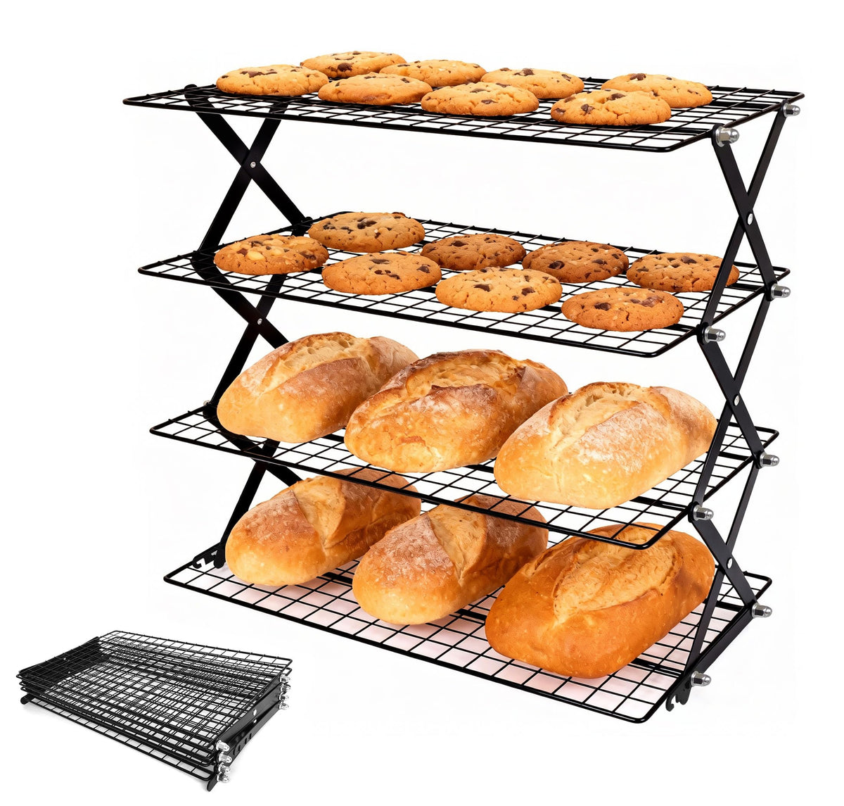 Debtrop rejilla enfriamiento 4 niveles plegable para galletas y pasteles