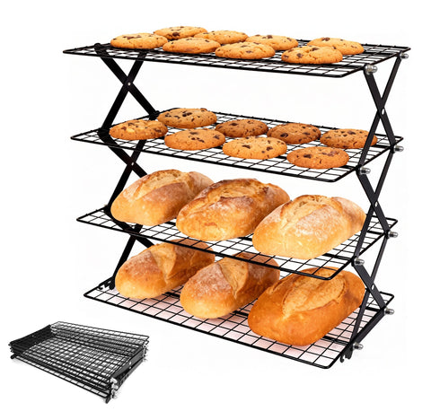 Debtrop rejilla enfriamiento 4 niveles plegable para galletas y pasteles