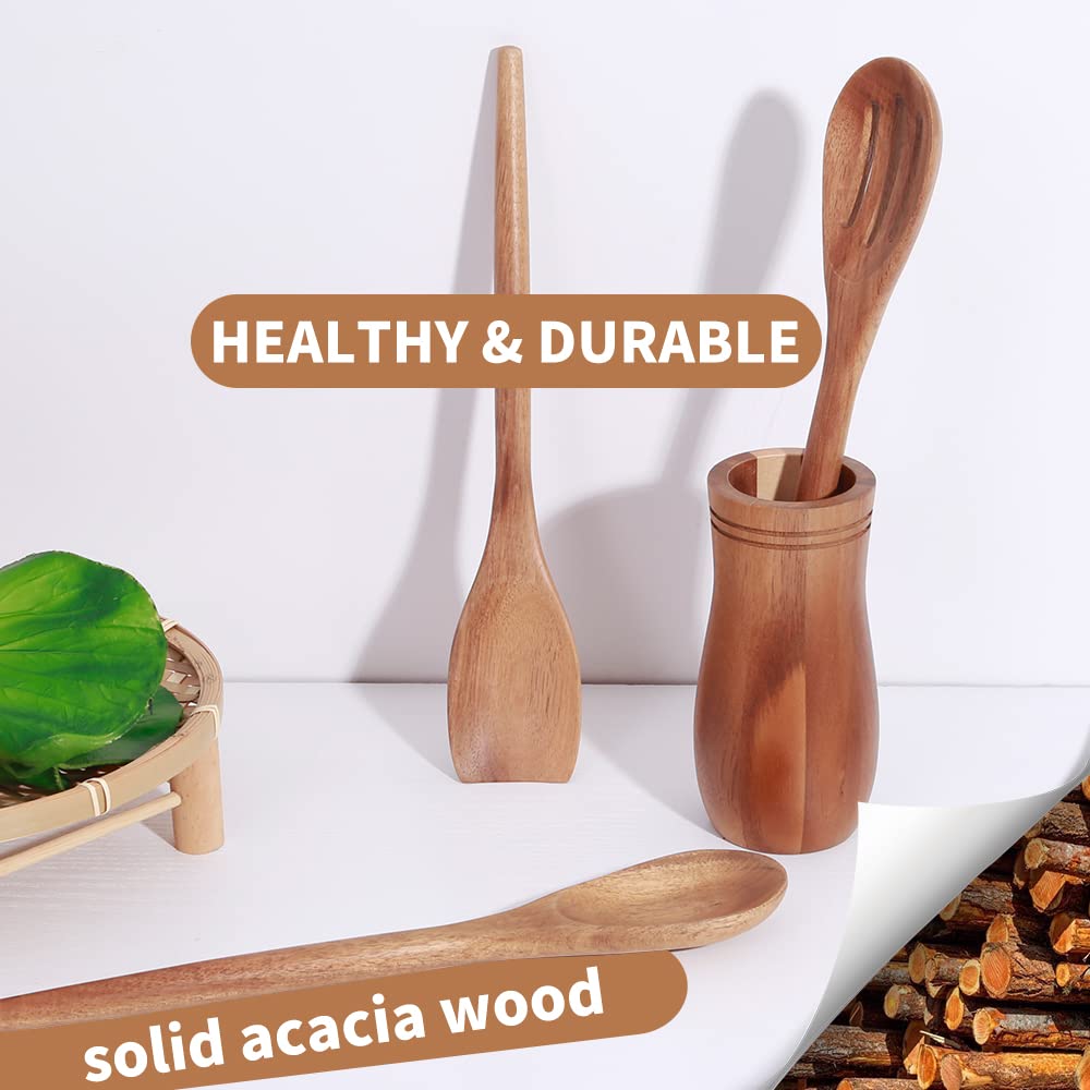 Cucharas Decent Vrvege de acacia, 12 pulgadas, ideales para mezclar.