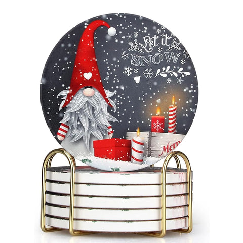 Deceram posavasos navidad ceramico con porta metalico, mantiene la mesa limpia.