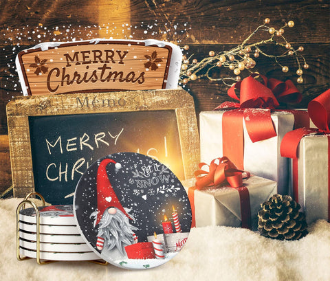 Deceram posavasos duende navidad ceramico, diseño divertido para la mesa.