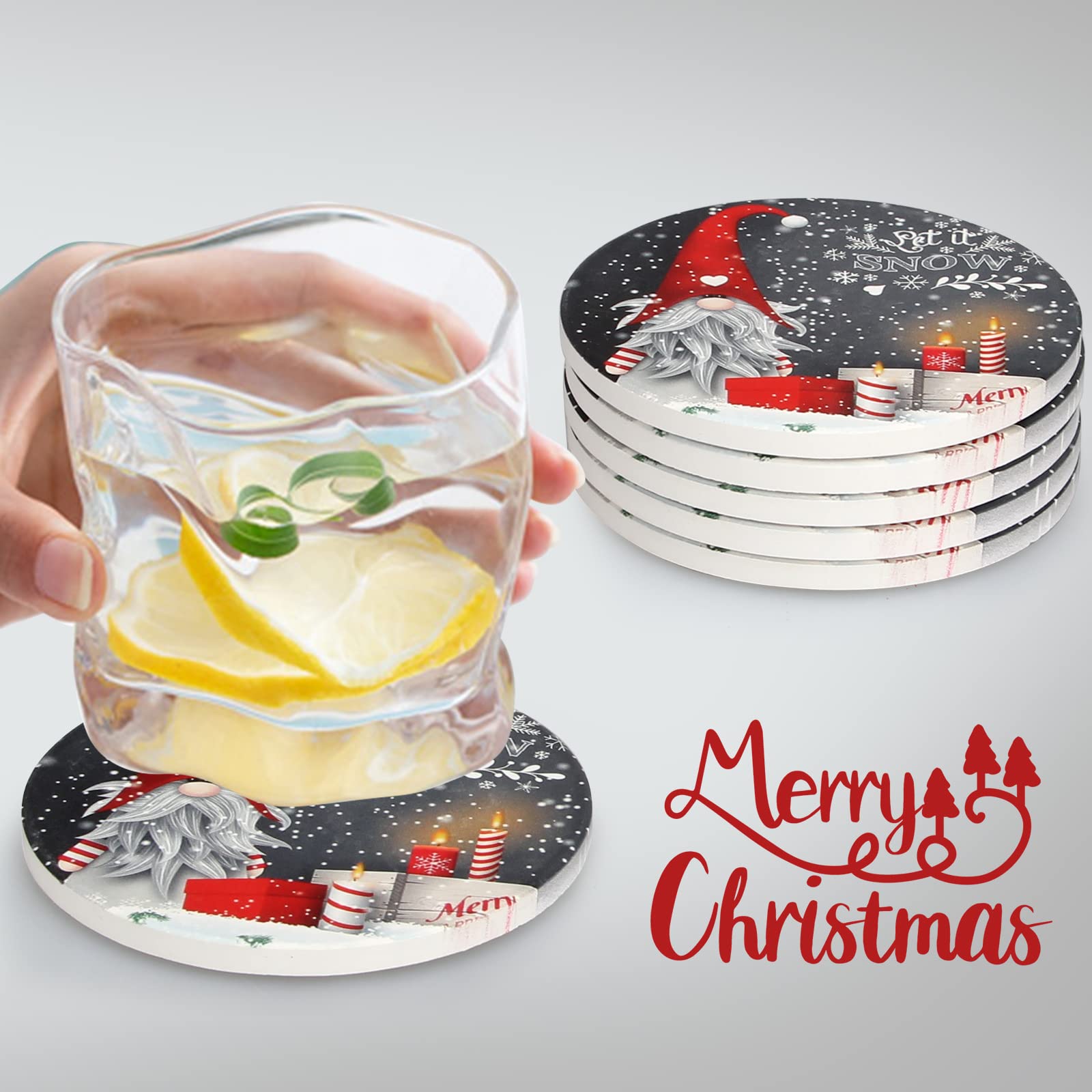 Deceram posavasos gnomo navidad ceramico, añade toque festivo al escritorio.