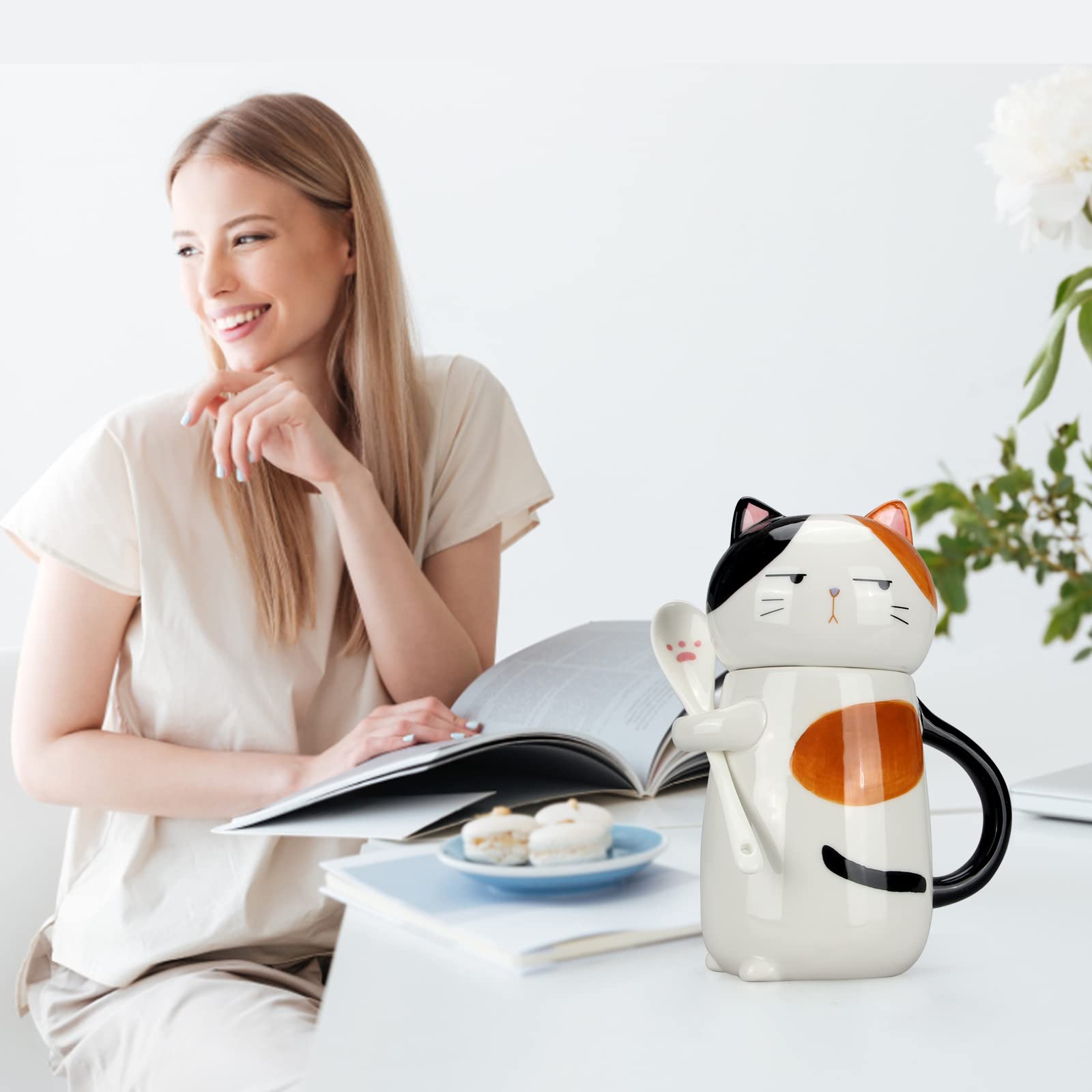Deceram gato 3D kawaii, diseño adorable para empezar el día con humor.