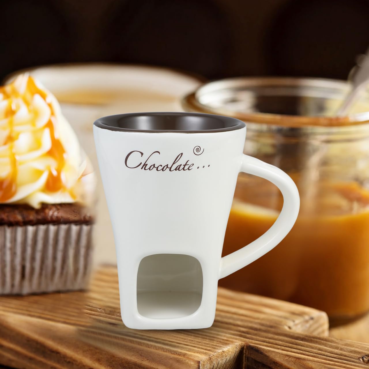 DECHOUS olla fondue cerámica mantequilla, para derretir y extender sabores