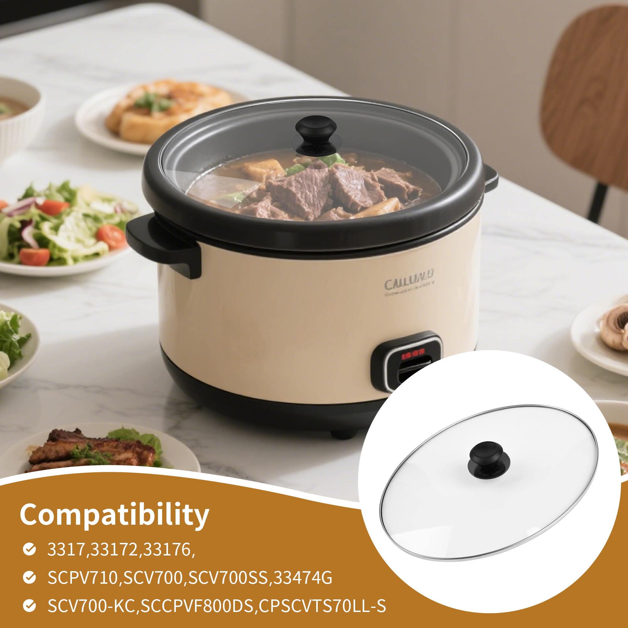 Deckaura tapa oval compatible con modelos populares de olla lenta.