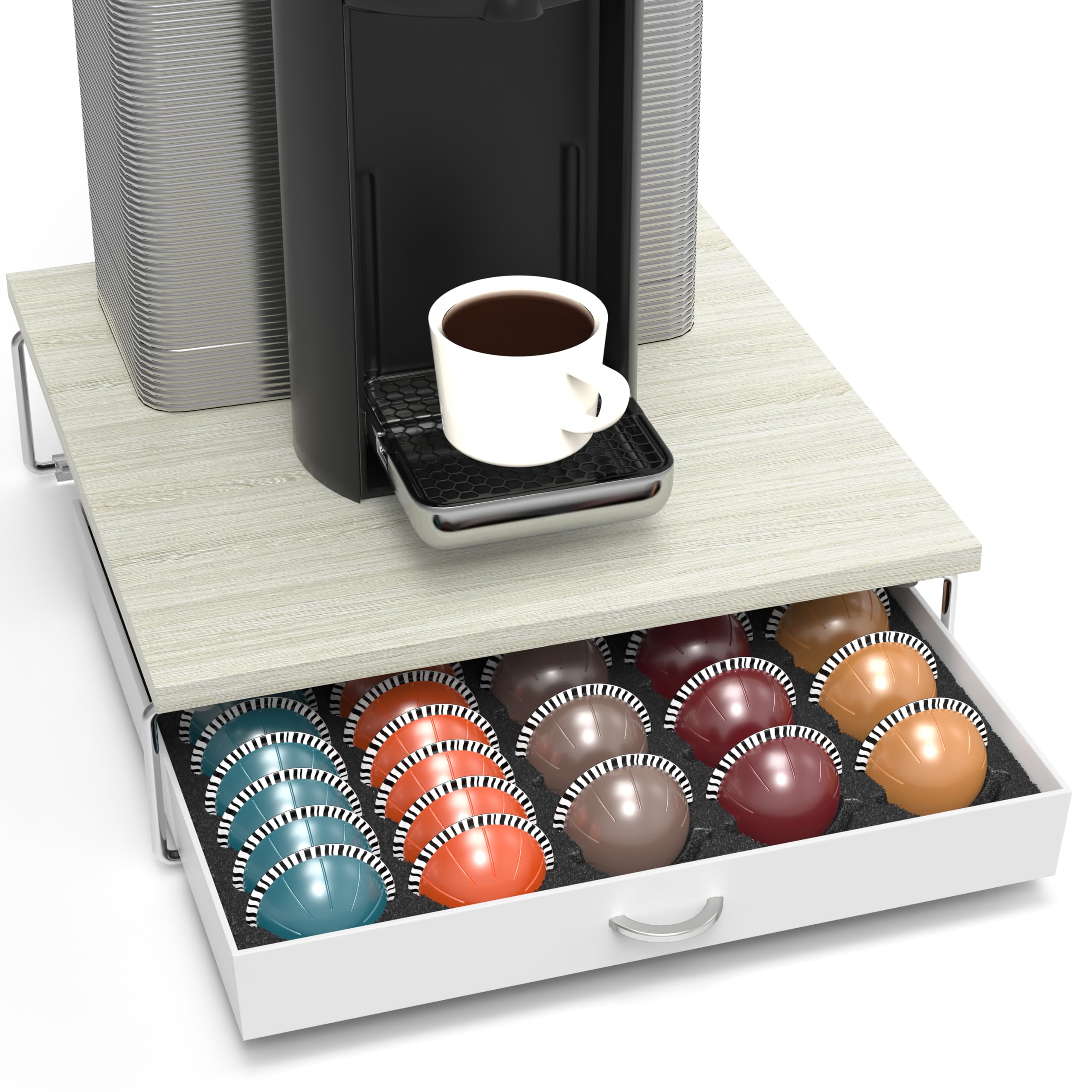 DecoBrothers cajón deslizante Vertuoline 30 grandes Maple: acceso rápido a cápsulas.