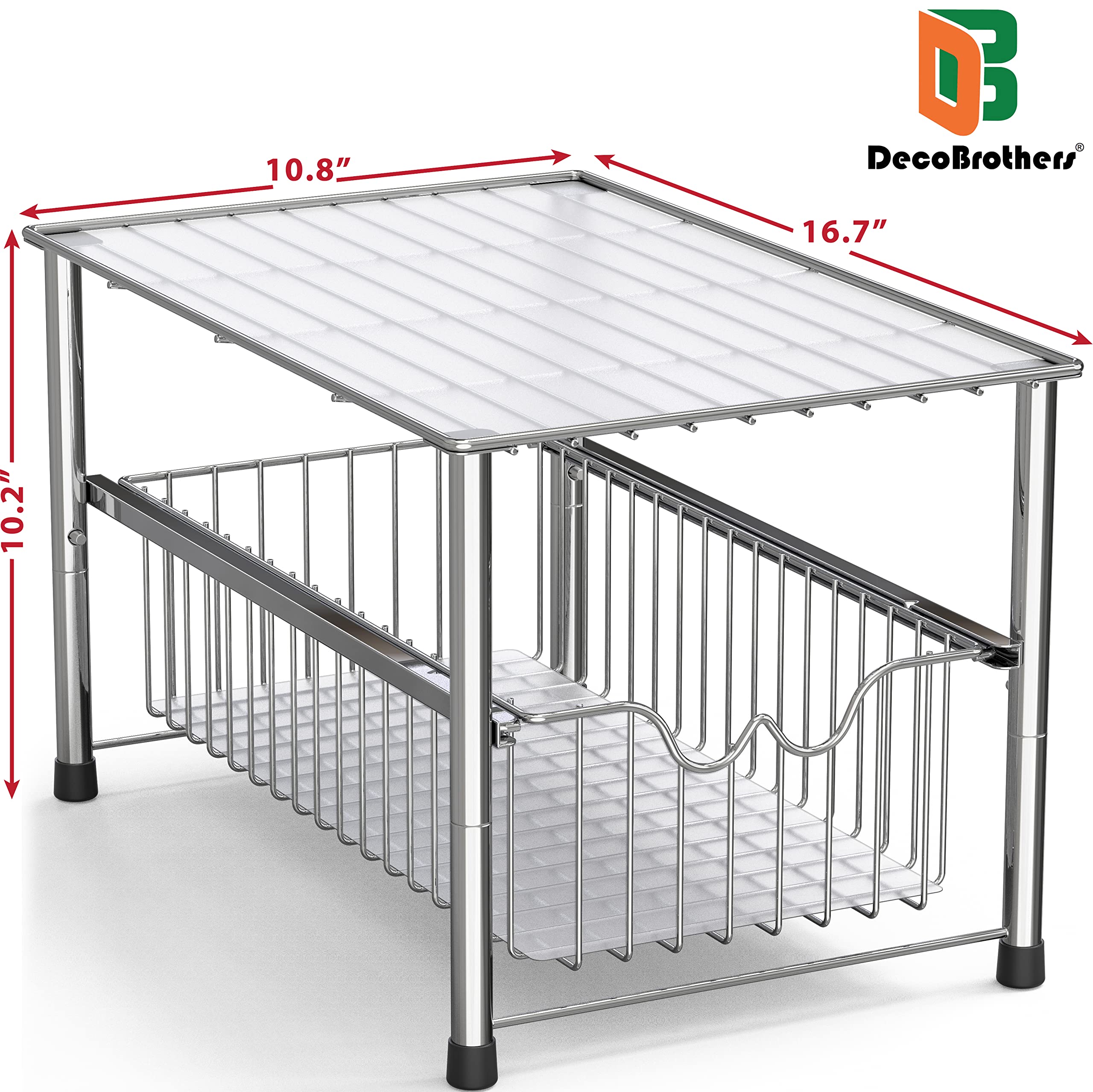 Deco Brothers organizador apilable bajo fregadero, diseño compacto para maximizar el espacio.