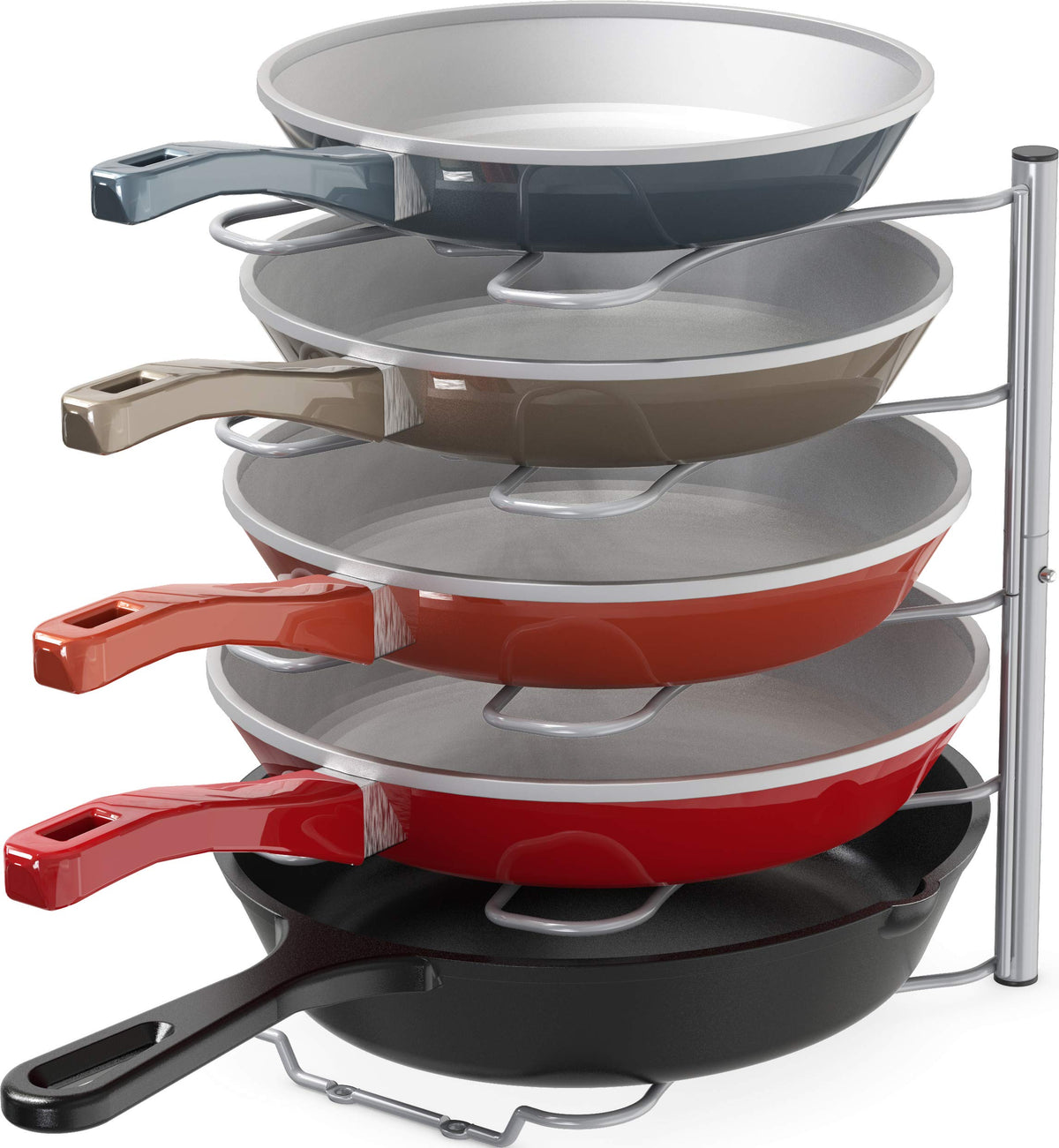 Organizador Deco Brothers para sartenes en armario de cocina, optimiza el espacio