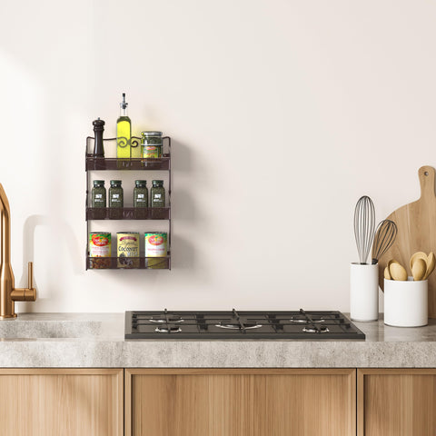 Deco Brothers rack-mural-especias-bronce, ahorro de espacio en la cocina.
