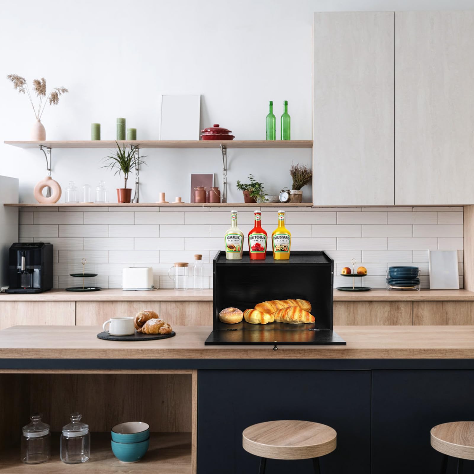 DECOCIAGA panera de cocina con tapa imantada que mantiene frescura