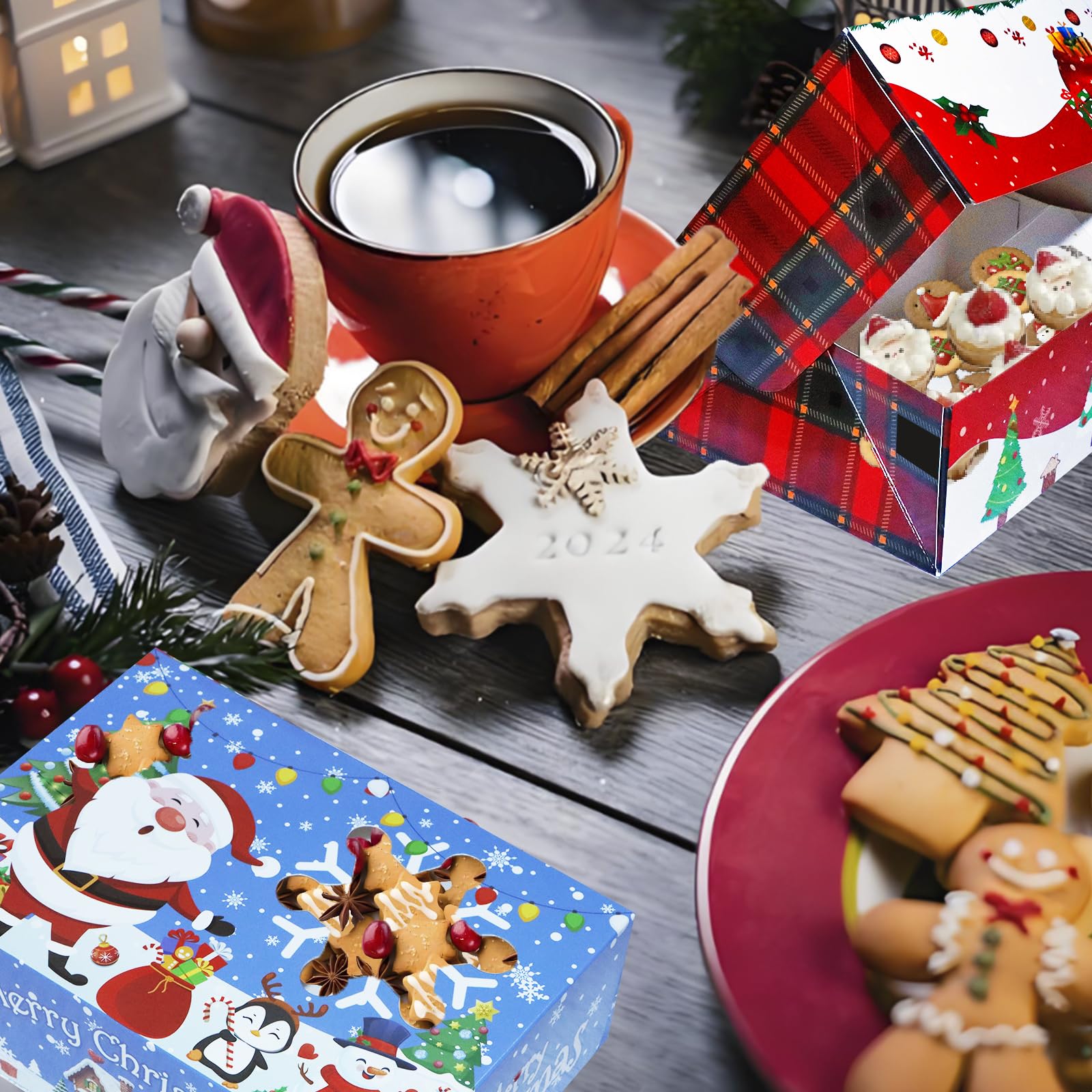 Decodinli cajas para hornear galletas, presentación atractiva para compartir.