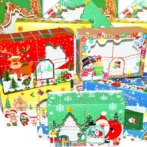 Decodinli cajas navidad cookie con ventana, ideal para presentar galletas caseras como regalo.