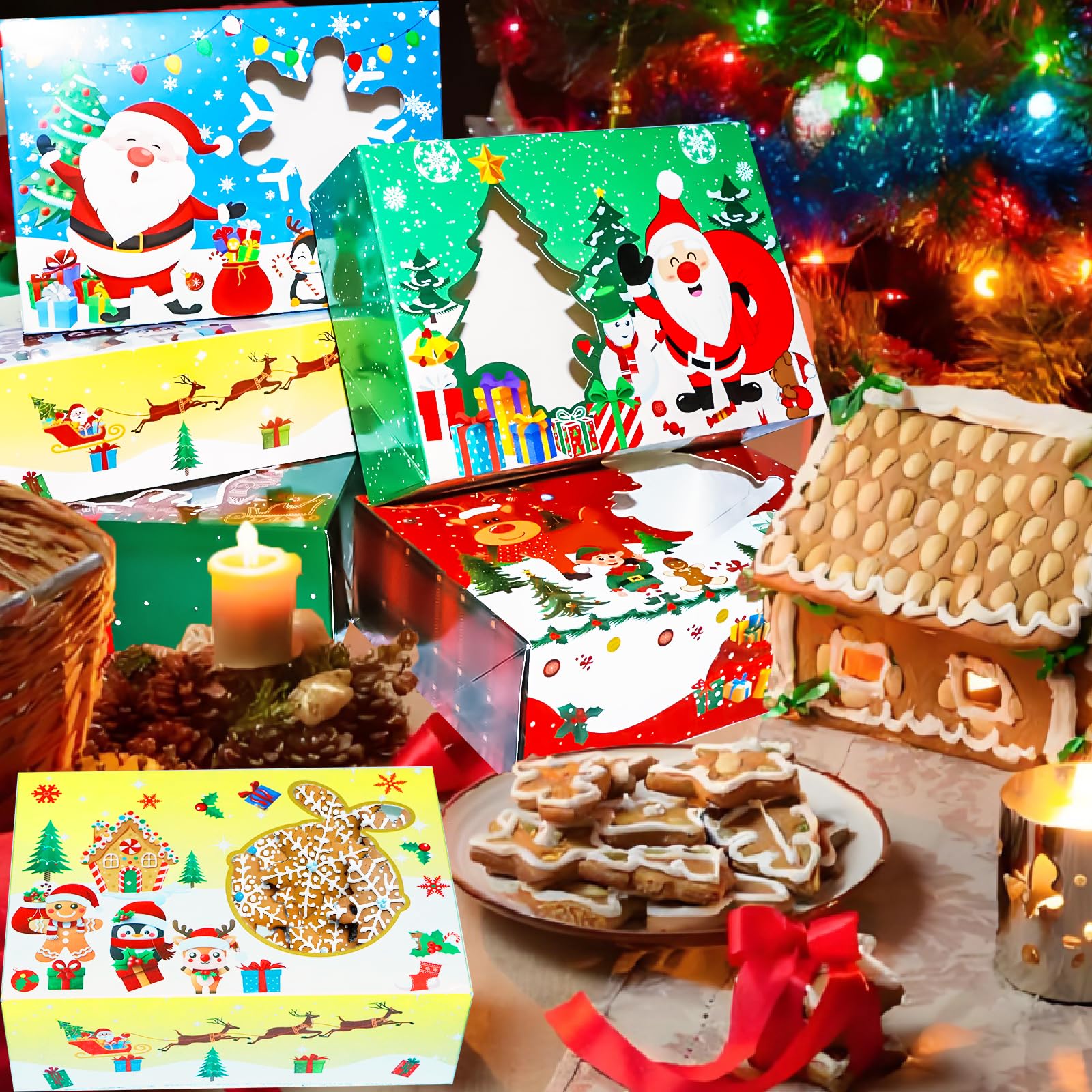 Decodinli cajas navidad papel grueso, resisten el manejo y conservan la frescura.