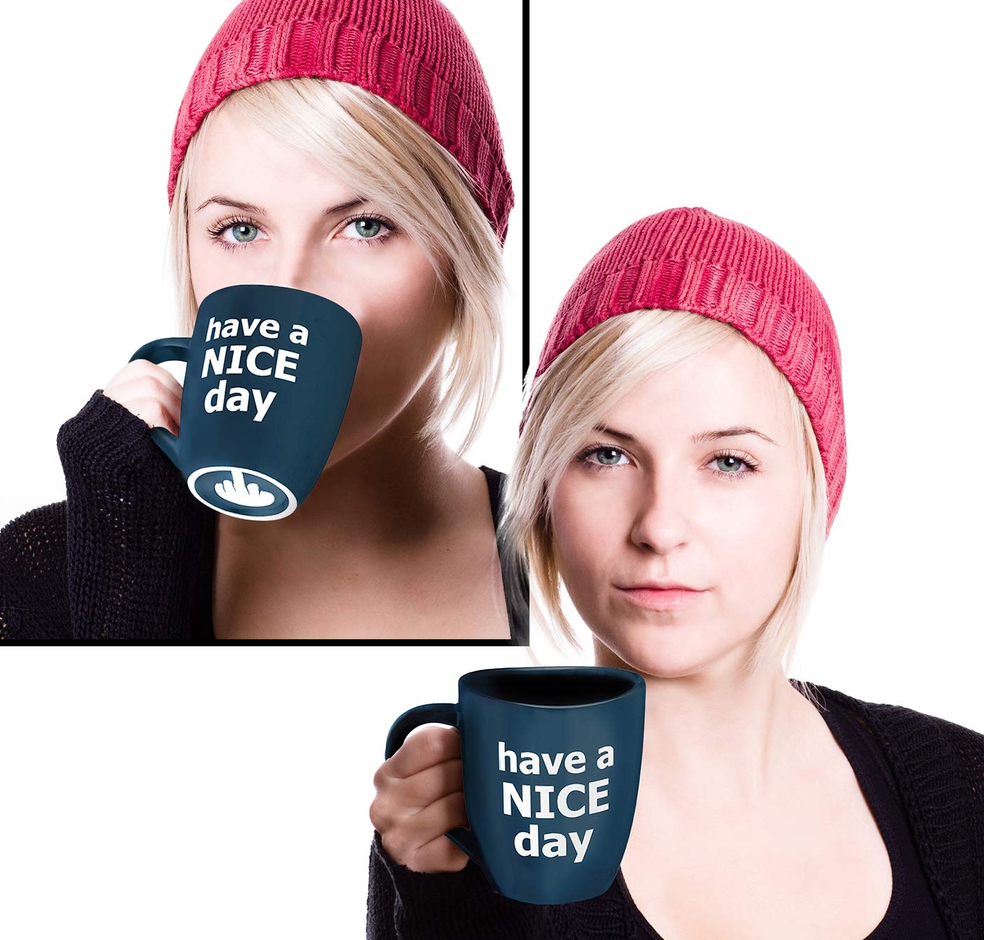 Taza Decodyne Have a Nice Day, asa ergonómica y acabado cerámico duradero.