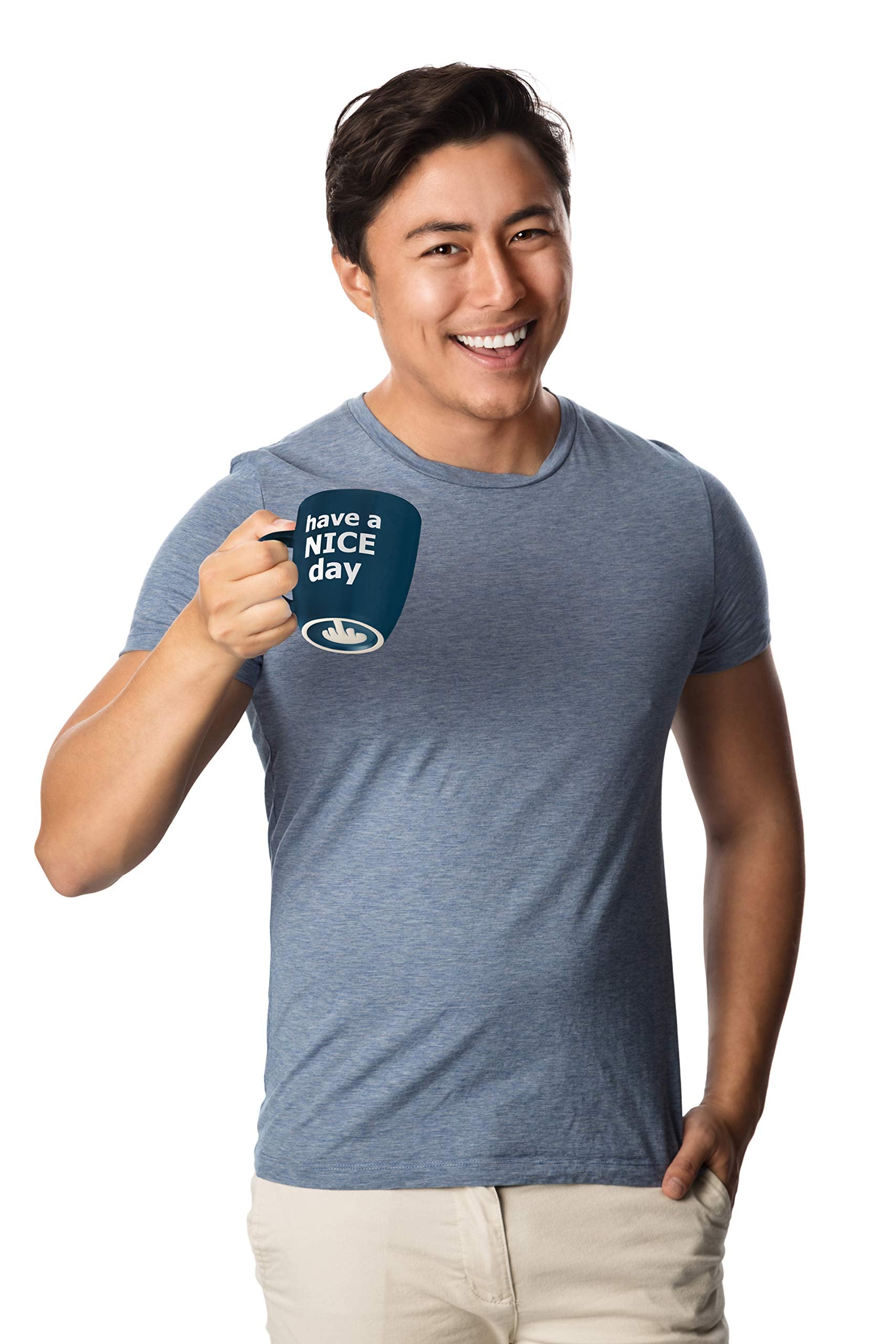 Taza Decodyne Have a Nice Day, enfoque en el mensaje lateral, perfecto como regalo.