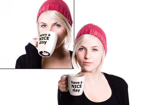 Taza Decodyne con broma lateral, añade humor al descanso.