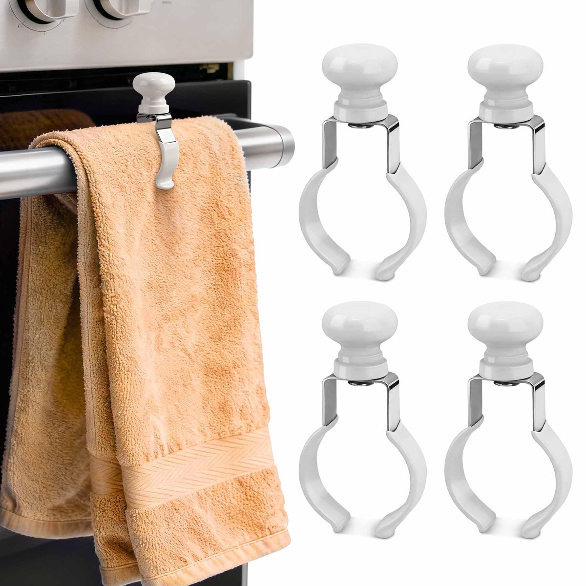 Clips Decoeco para toallas en la cocina, 4 piezas, evita caídas.