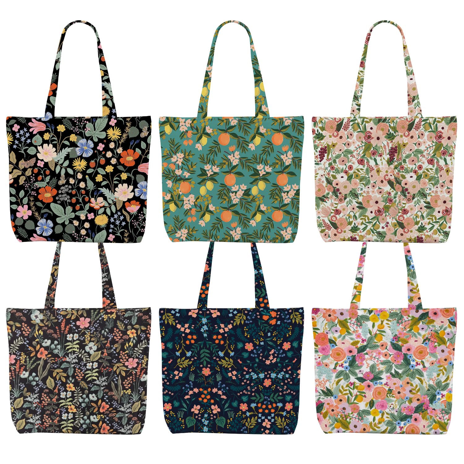 Bolsa tote Decohim lona floral con 6 patrones, ideal para compras y uso diario