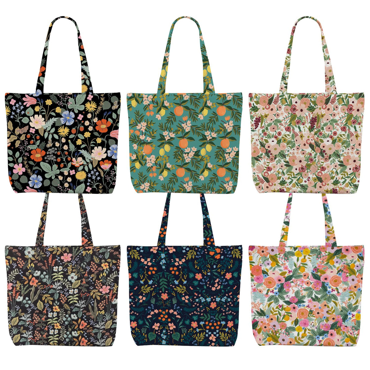 Bolsa tote Decohim lona floral con 6 patrones, ideal para compras y uso diario