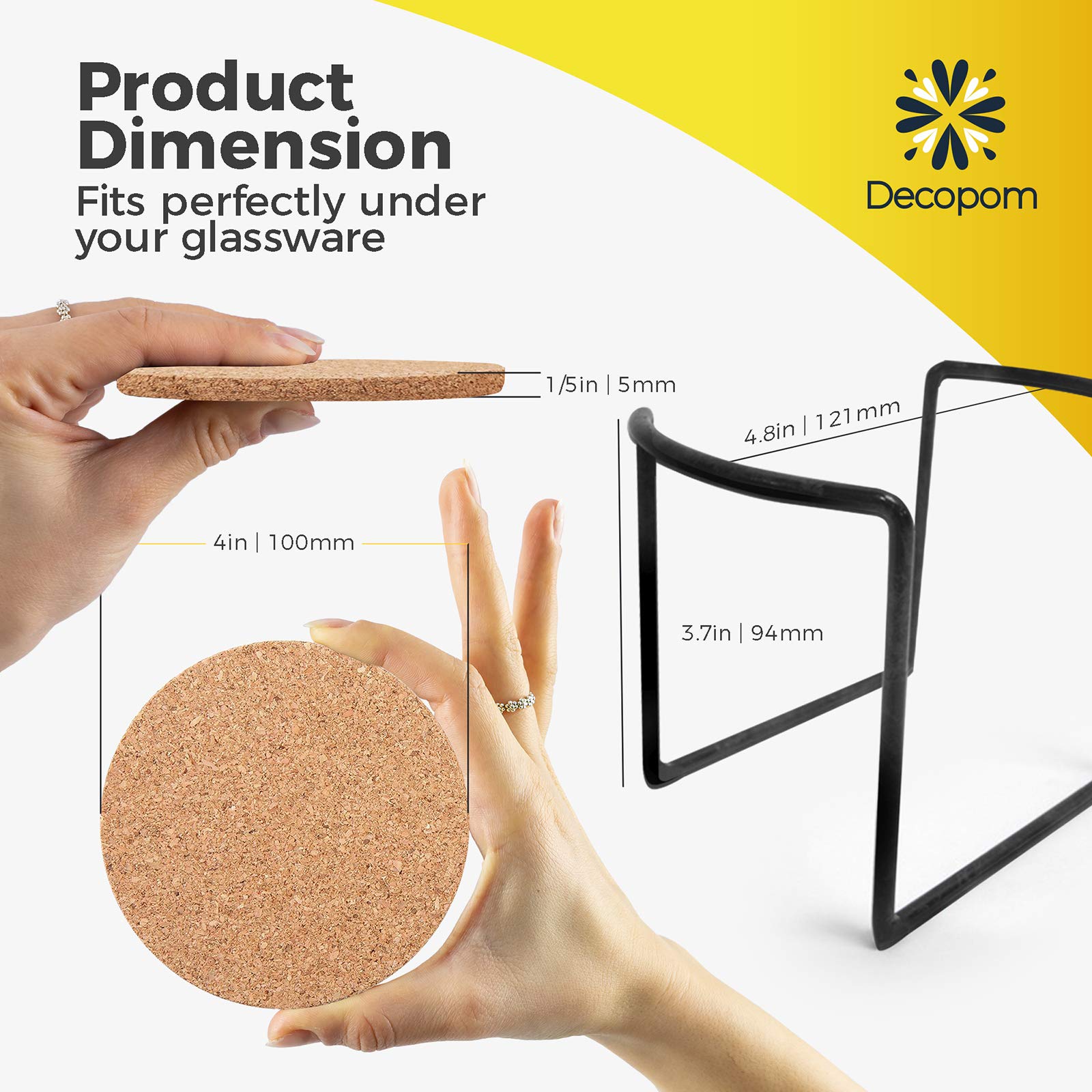 Decopom posavasos de corcho 4 pulgadas protegen superficies y evitan arañazos.