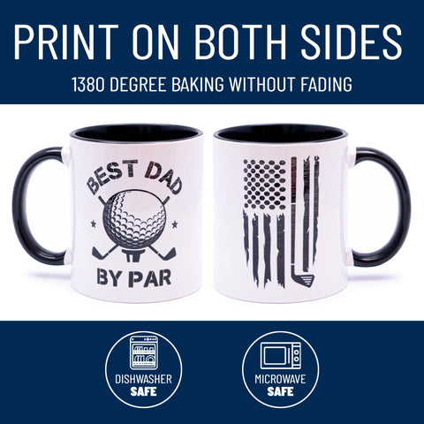 Decorluxes diseño 1 taza golf papa 11oz frontal, ideal para disfrutar en casa.