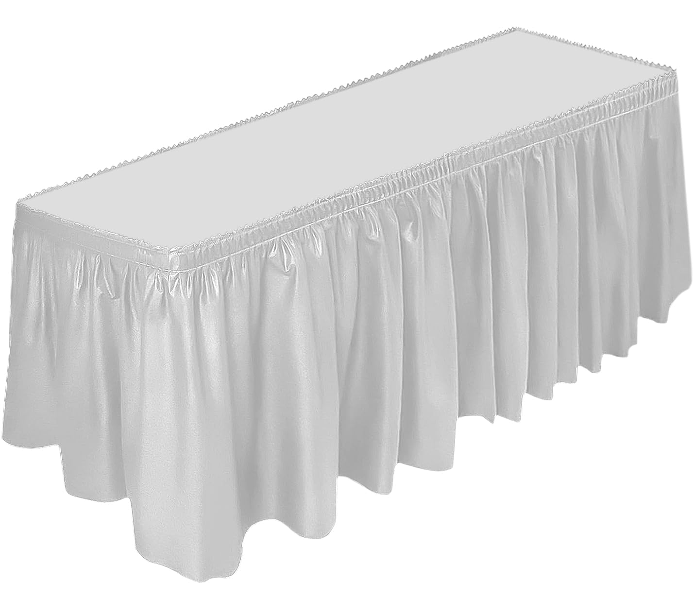DecorRack falda de mesa 29 pulgadas, blanca, protege superficies durante comidas.
