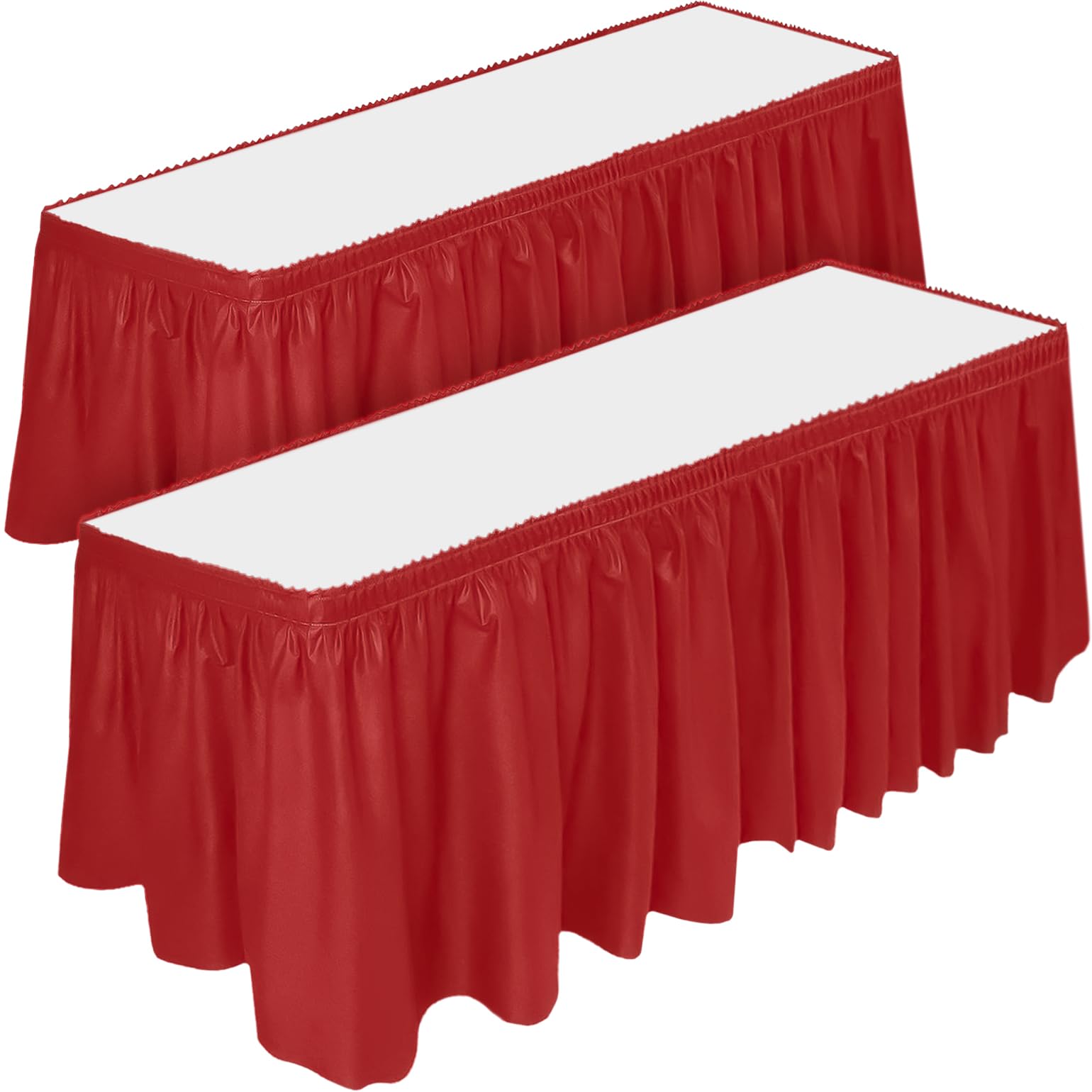 DecorRack faldas para mesa rojas de 29x14ft, diseño llamativo para eventos.
