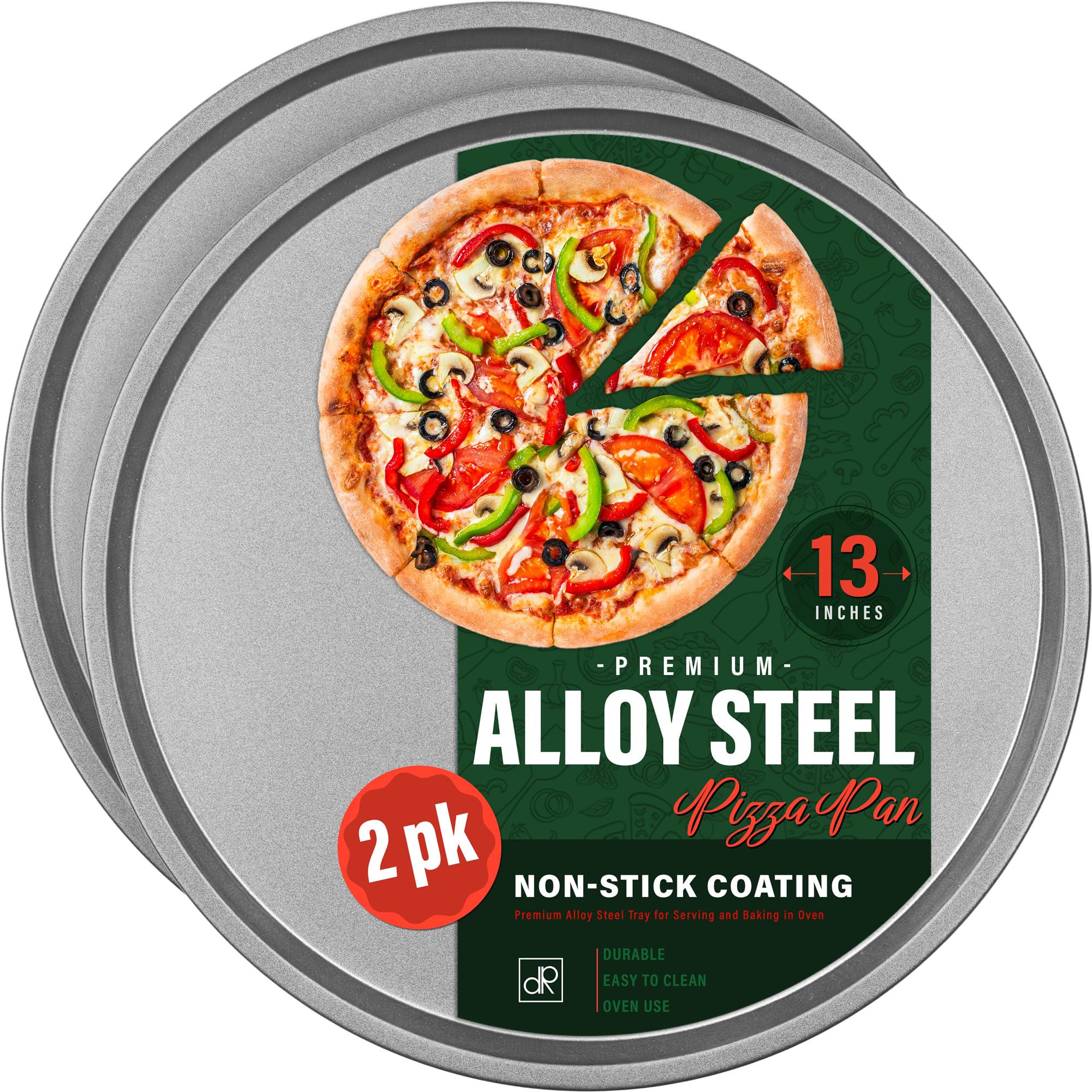 DecorRack pan para pizza de 13'' en acero de aleación, duradero para hornear en casa