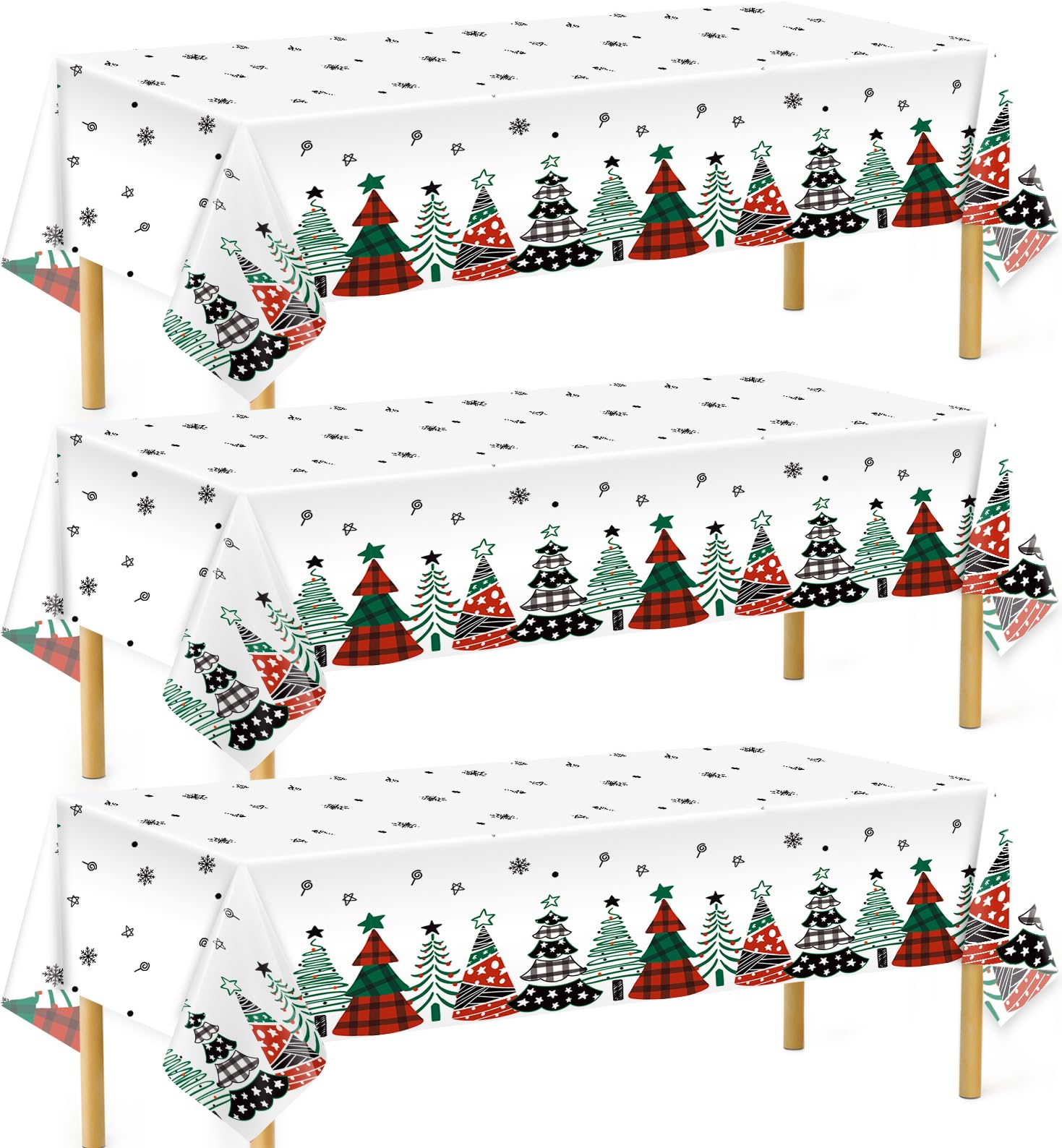 Mantel DecorWoo navideño Buffalo Plaid protege la mesa durante la cena