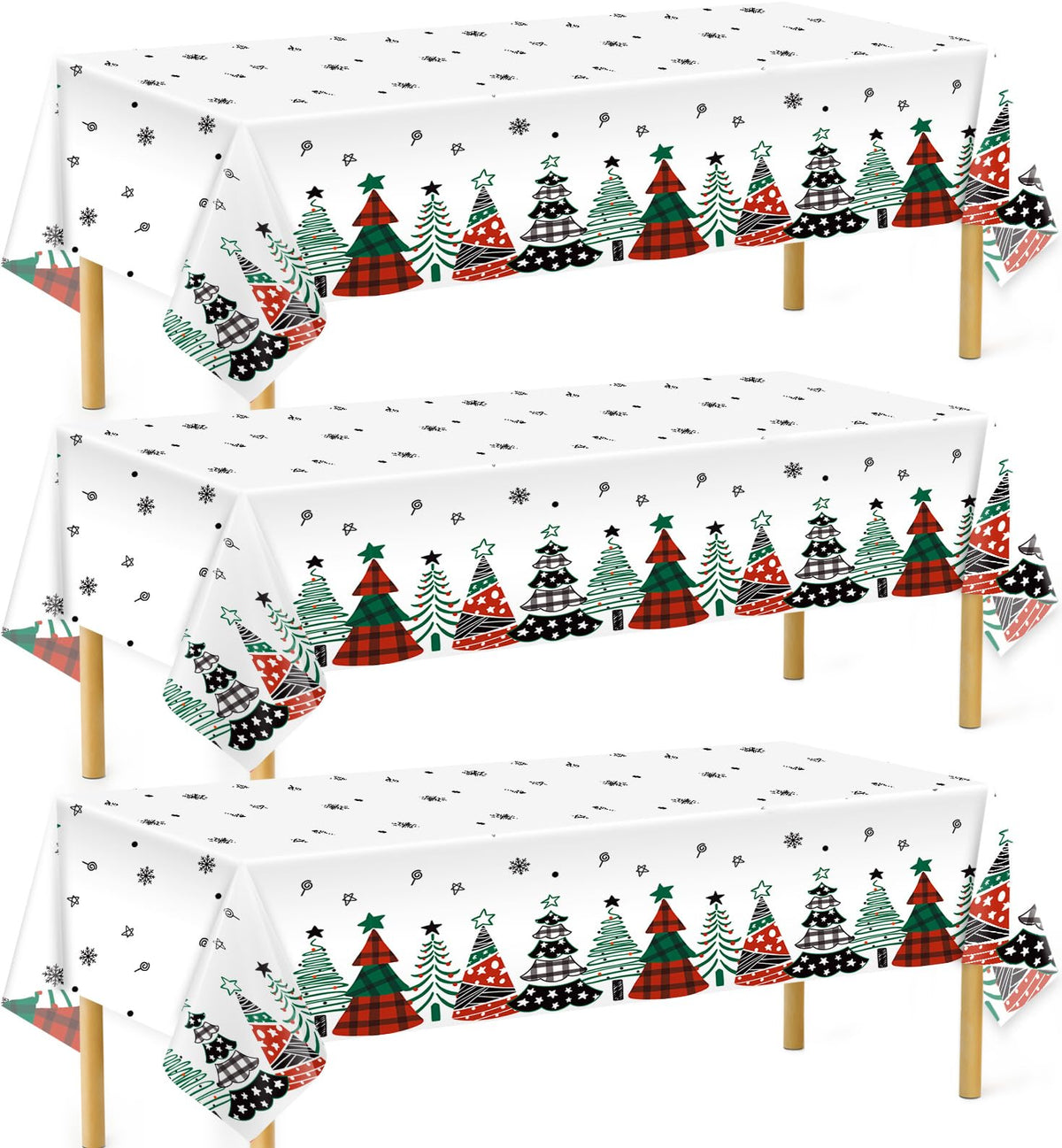 Mantel DecorWoo navideño Buffalo Plaid protege la mesa durante la cena