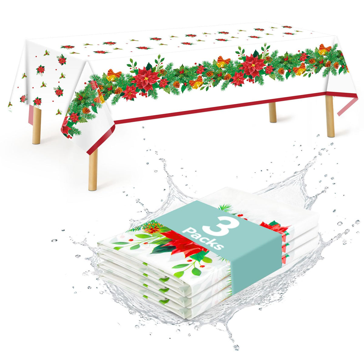Mantel decorwoo de plástico 54x108 pulgadas para fiestas.