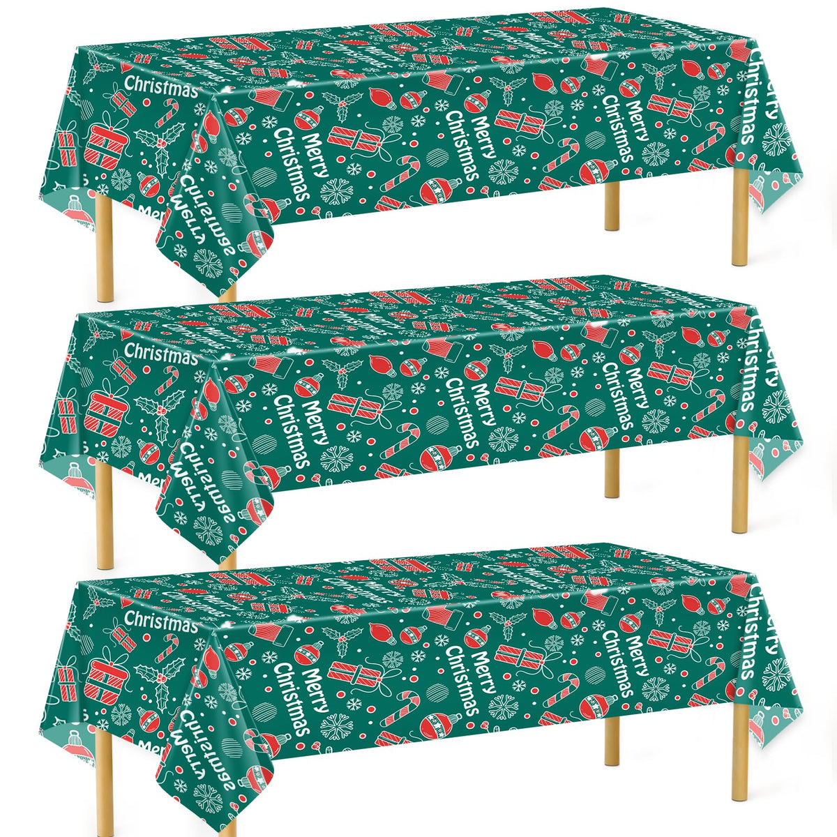 Mantel decorwoo de plástico verde, vista frontal, ideal para fiestas al aire libre.