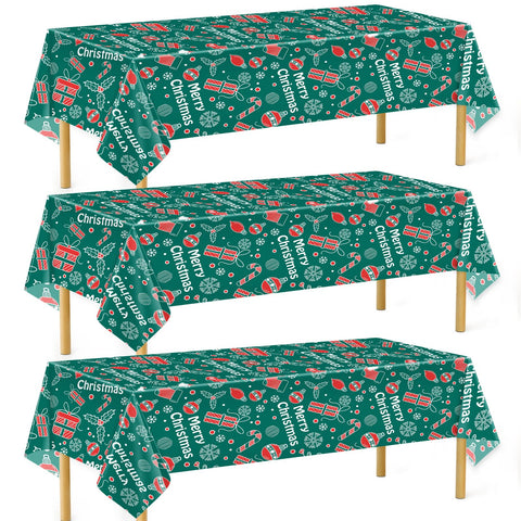 Mantel decorwoo de plástico verde, vista frontal, ideal para fiestas al aire libre.