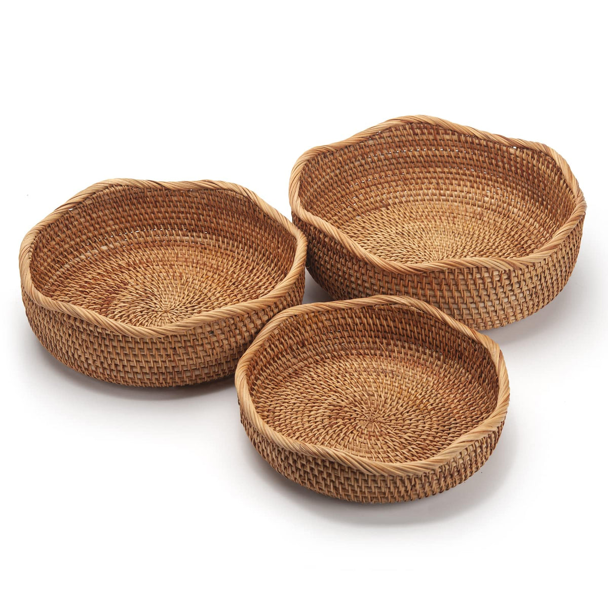 DECRAFTS cestas redondas de mimbre para frutas, ideal para exhibir en mesa