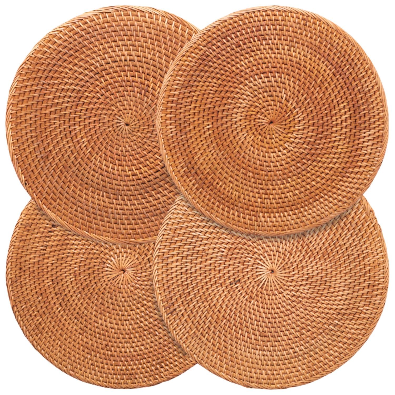 Manteles Decvel de ratán redondos de 13 pulgadas para proteger la mesa con estilo bohemio.