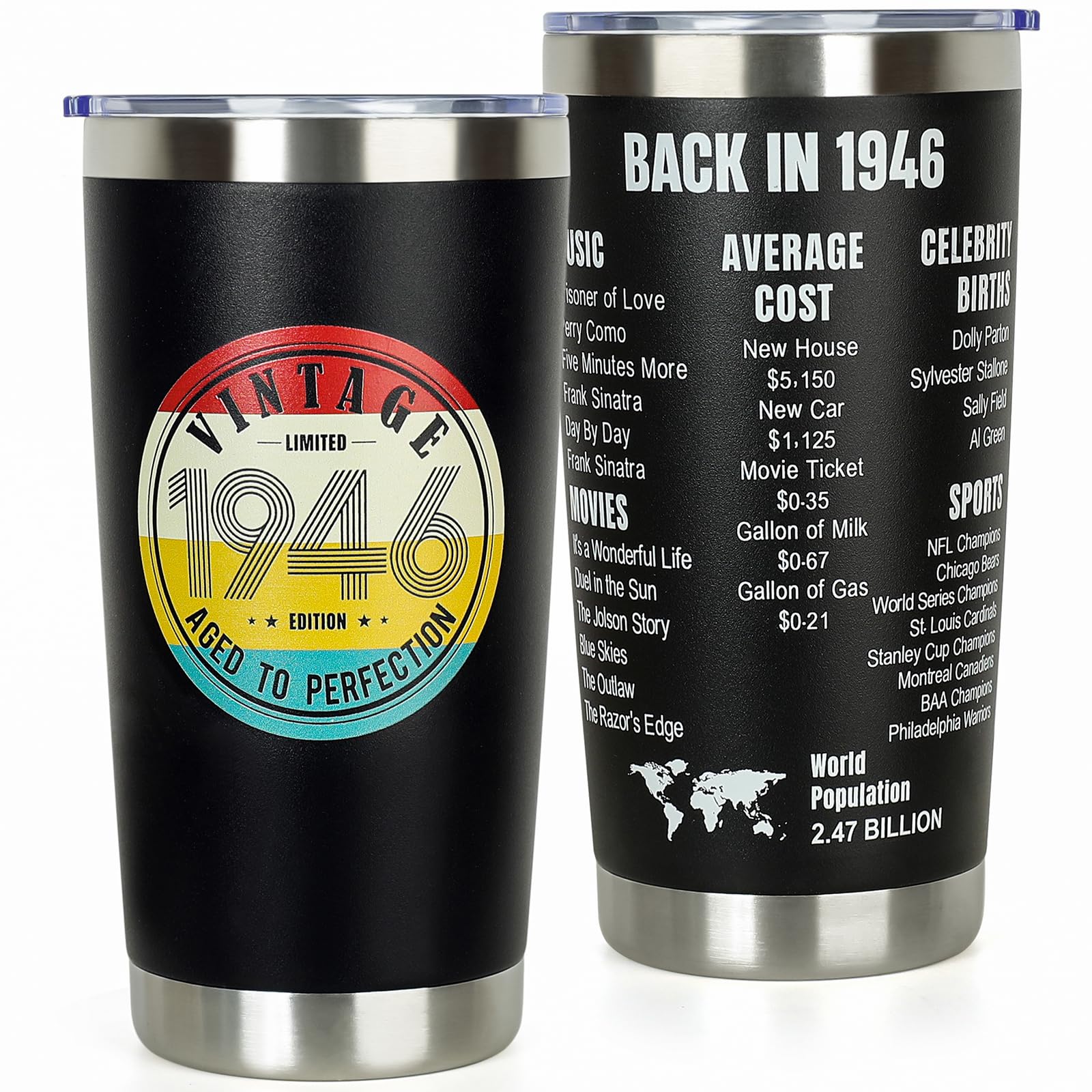 DECZHIYU tumbler con diseño vintage de 80 años, ideal para colección.