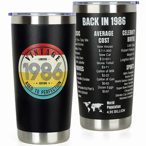 DECZHIYU vaso termo de acero inoxidable 40 años 1986, ideal para bebidas calientes.