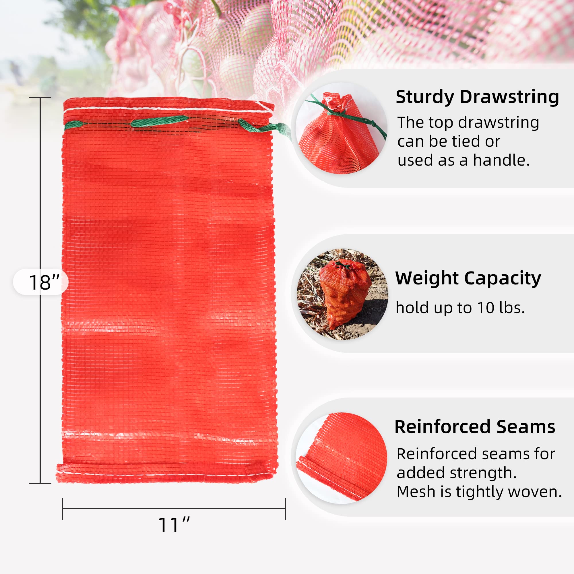 Bolsas deebree para patatas con ventilación y contenido visible